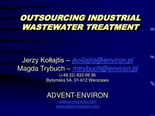 OUTSOURCING INDUSTRIAL WASTEWATER TREATMENT