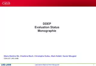 DDEP Evaluation Status Monographie