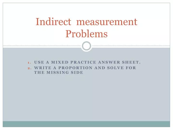 indirect measurement problems