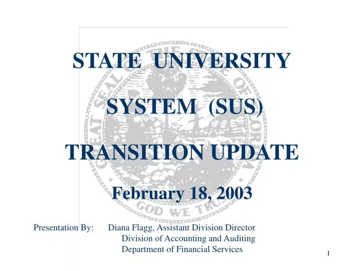 state university system sus transition update february 18 2003