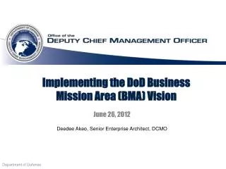 Implementing the DoD Business Mission Area (BMA) Vision