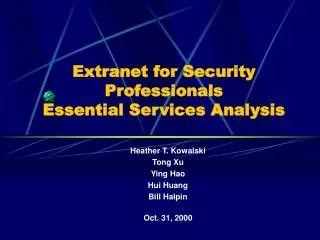 Extranet for Security Professionals Essential Services Analysis