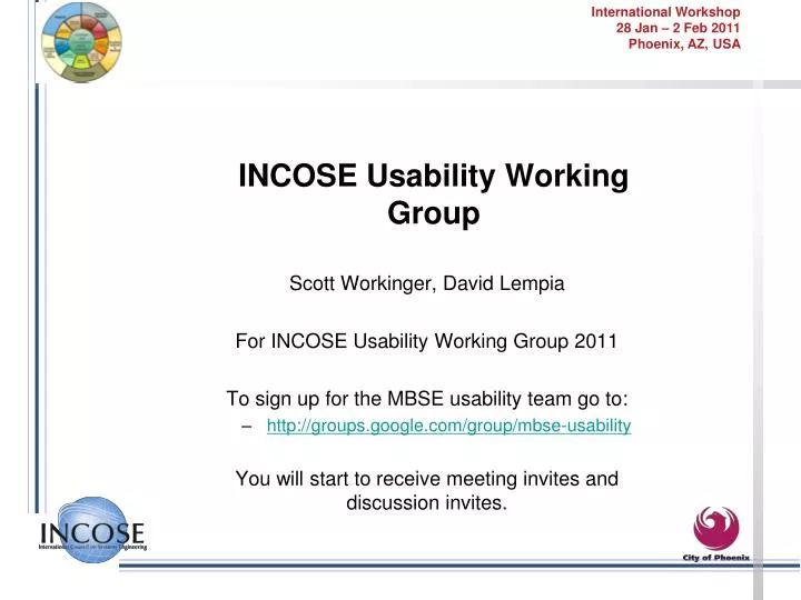 incose usability working group