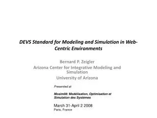 DEVS Standard for Modeling and Simulation in Web-Centric Environments