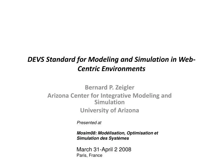 devs standard for modeling and simulation in web centric environments