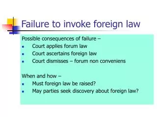 Failure to invoke foreign law