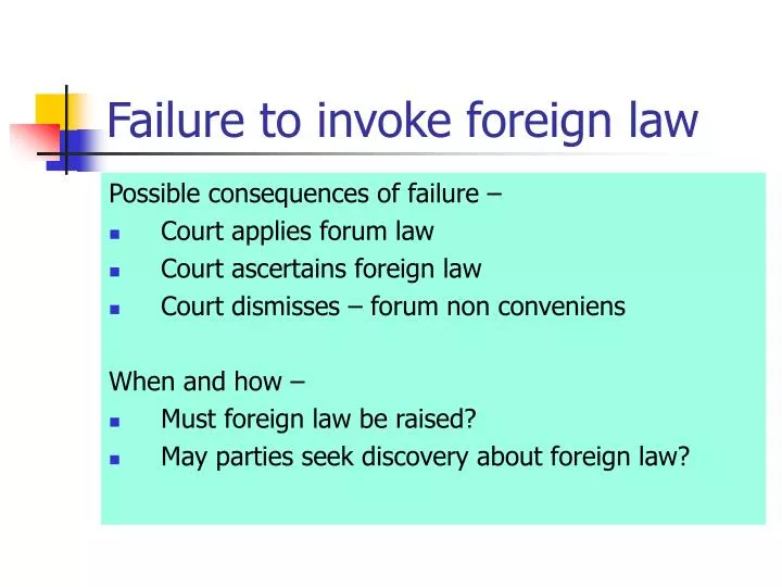 failure to invoke foreign law