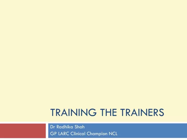 training the trainers