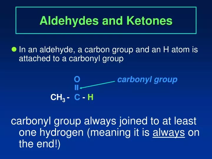 aldehydes and ketones