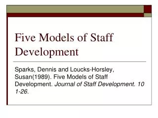 Five Models of Staff Development