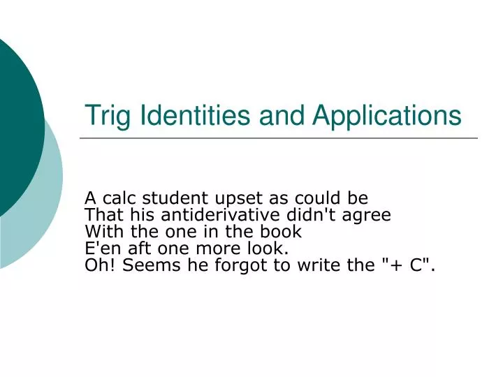 trig identities and applications