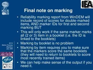Final note on marking
