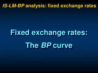 Fixed exchange rates: The BP curve