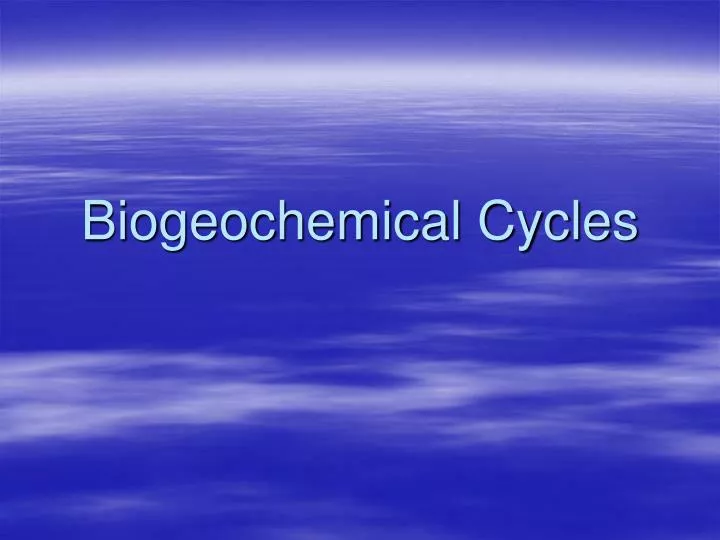 biogeochemical cycles