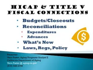 HICAP &amp; Title V Fiscal Connections