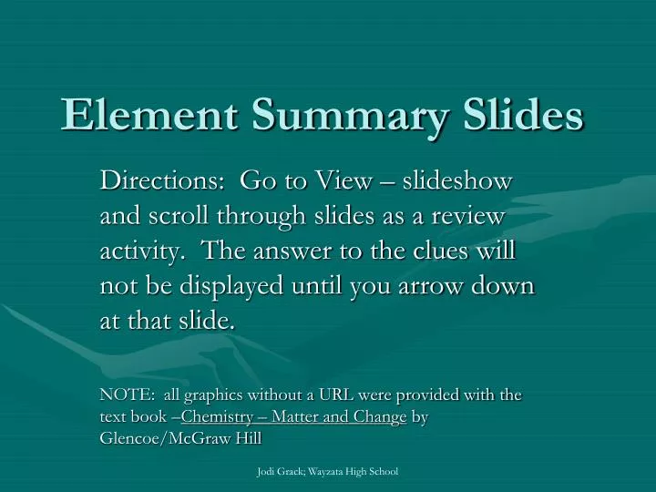 element summary slides