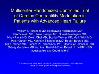 Multicenter Randomized Controlled Trial of Cardiac Contractility Modulation in Patients with Advanced Heart Failure