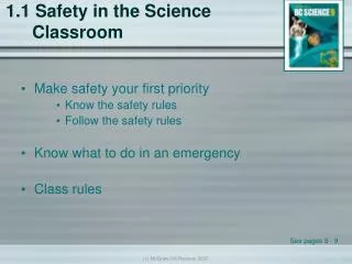 1.1 Safety in the Science Classroom