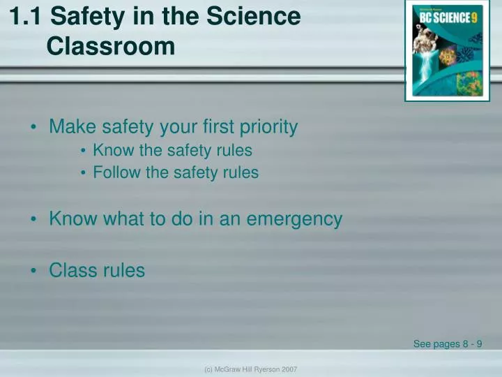 1 1 safety in the science classroom