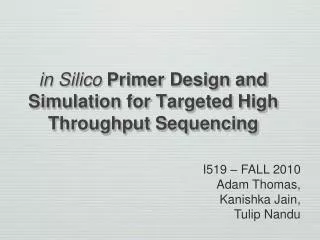 in Silico Primer Design and Simulation for Targeted High Throughput Sequencing