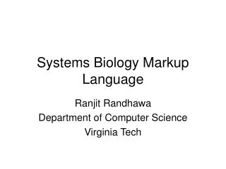 Systems Biology Markup Language