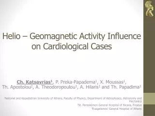 Helio – Geomagnetic Activity Influence on Cardiological Cases