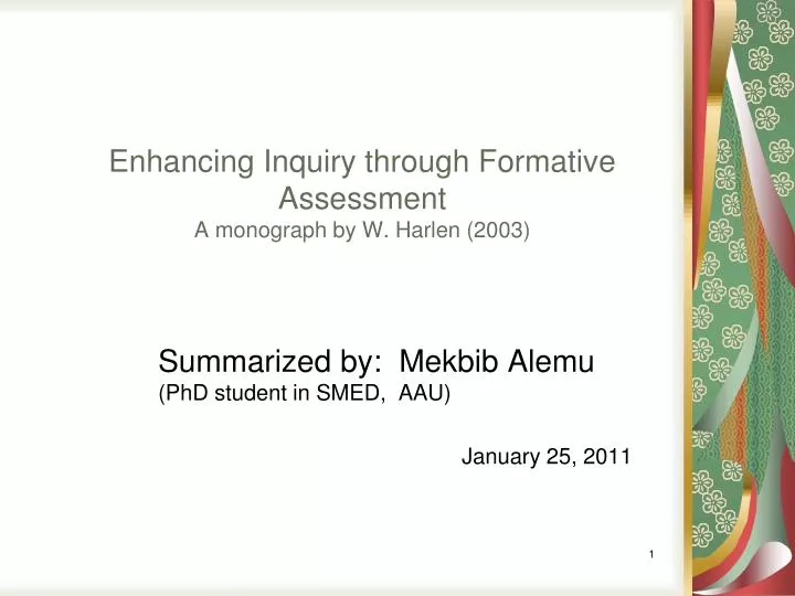 enhancing inquiry through formative assessment a monograph by w harlen 2003