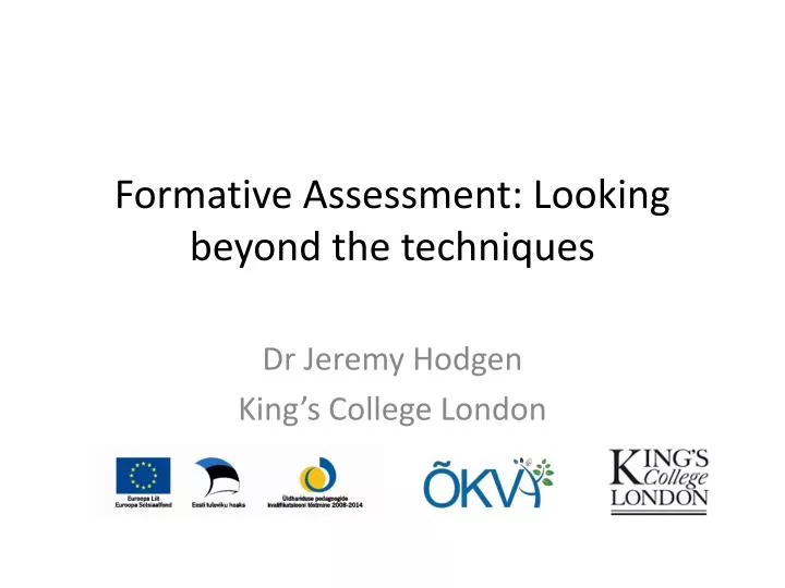 formative assessment looking beyond the techniques