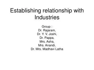 establishing relationship with industries