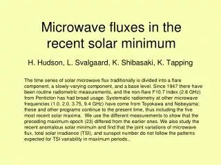 Microwave fluxes in the recent solar minimum