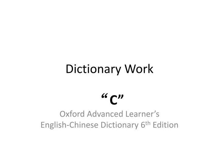 dictionary work