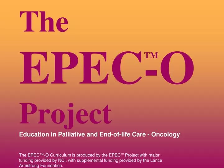 the epec o project education in palliative and end of life care oncology