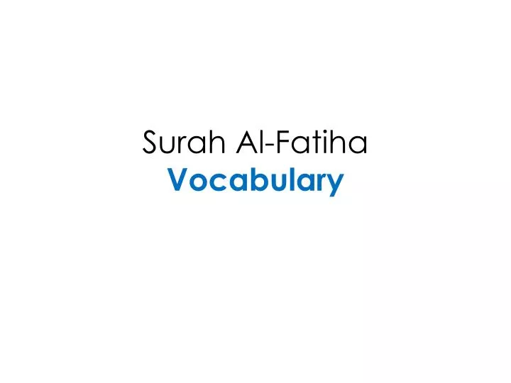 surah al fatiha vocabulary