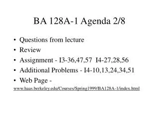 BA 128A-1 Agenda 2/8