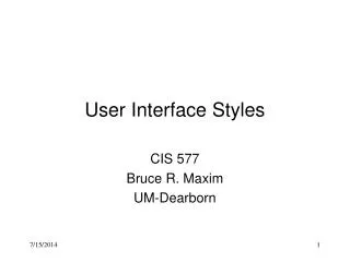 User Interface Styles