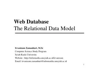 Web Database The Relational Data Model