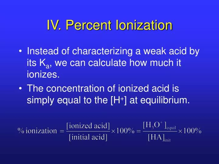 iv percent ionization