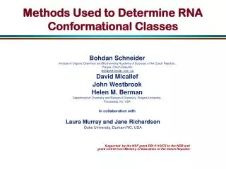 Methods Used to Determine RNA Conformational Classes