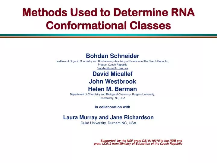methods used to determine rna conformational classes