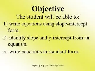 objective the student will be able to