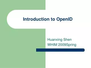 Introduction to OpenID