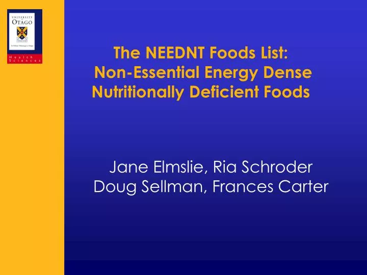 the neednt foods list non essential energy dense nutritionally deficient foods