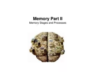 Memory Part II Memory Stages and Processes