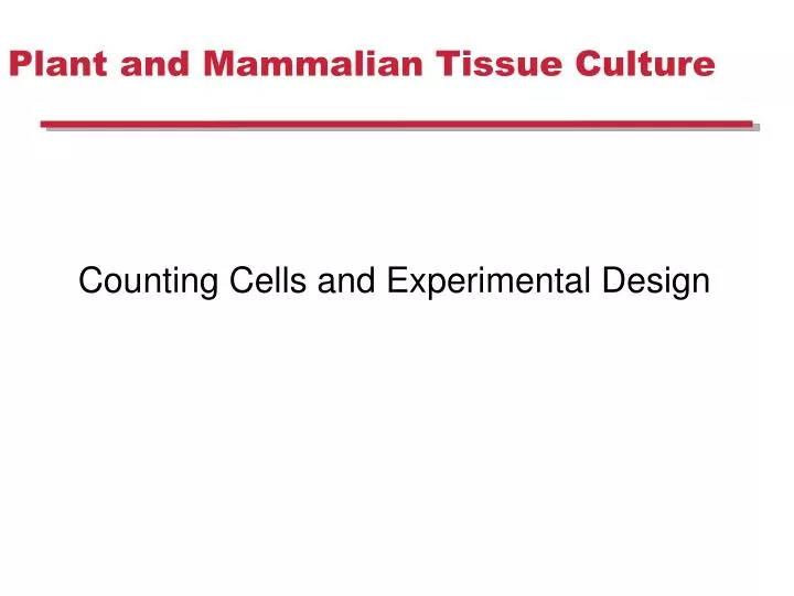 plant and mammalian tissue culture