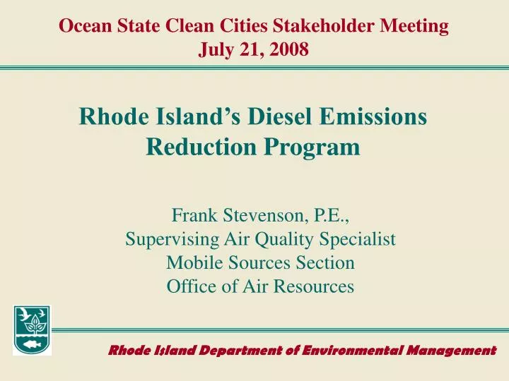 ocean state clean cities stakeholder meeting july 21 2008