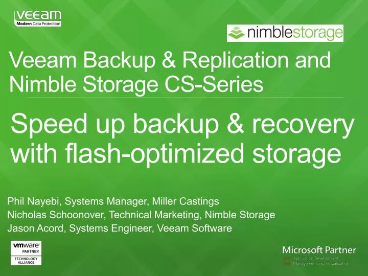 veeam backup replication and nimble storage cs series