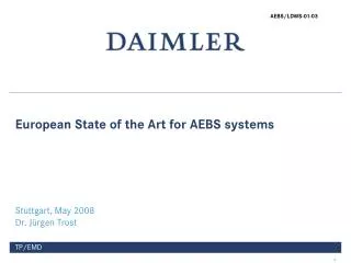 European State of the Art for AEBS systems