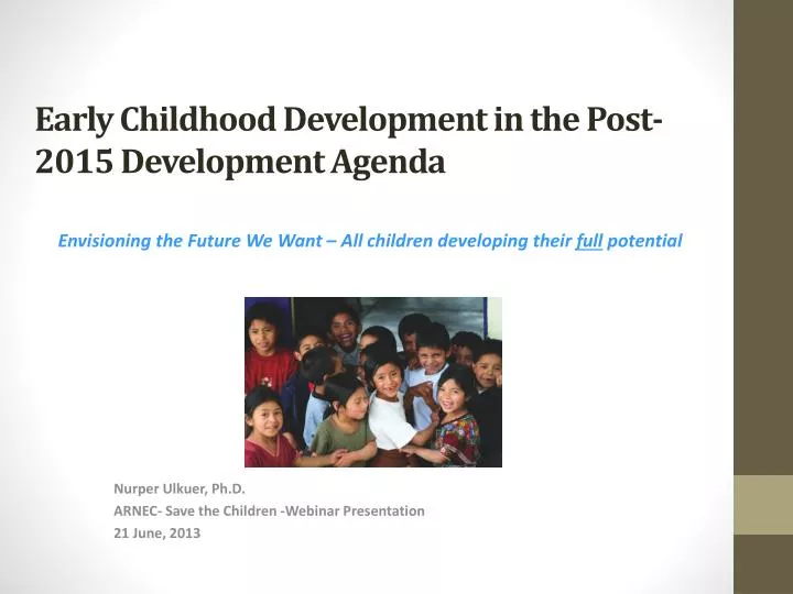 early childhood development in the post 2015 development agenda