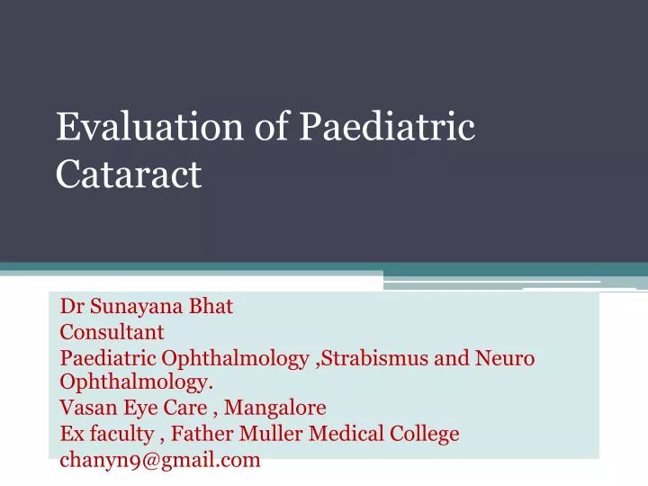 evaluation of paediatric cataract