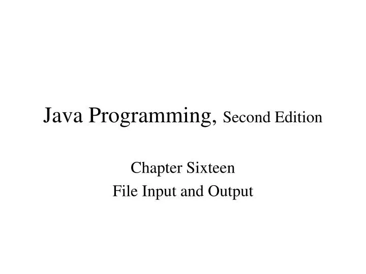 java programming second edition
